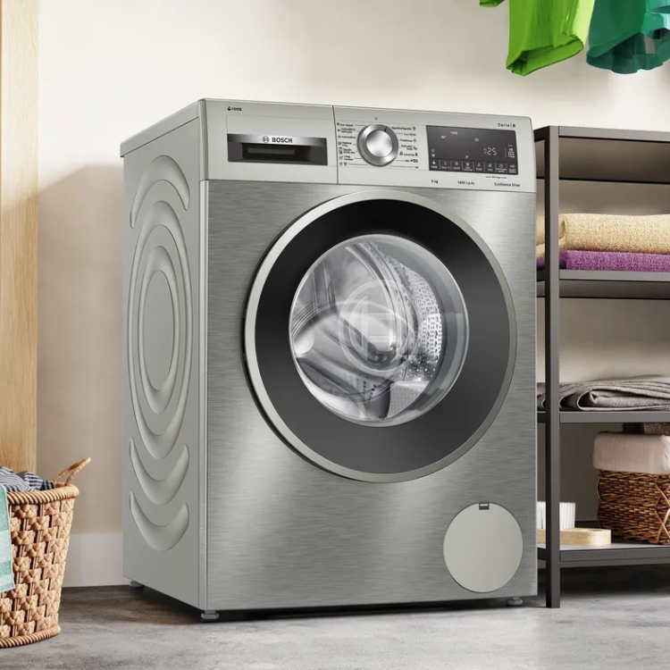 Bosch Serie 6 Washing Machine, stainless steel, 9kg, 1400RPM, Class A.