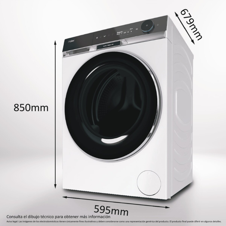Máquina de lavar Haier branca 11kg 1400RPM, dimensões 85x59.5x67.9cm.
