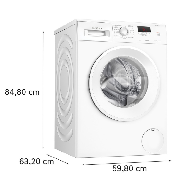 Máquina de Lavar Roupa Bosch Serie 2 WGE03400EP 8Kg 1400RPM Classe A Branco