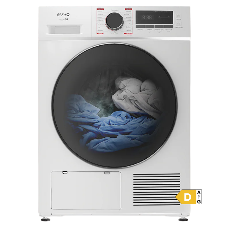 Máquina de Secar Roupa EVVO Nature S8 D 8Kg Classe D