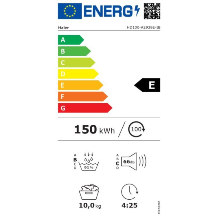 Máquina de Secar Roupa Haier HD100A2939EIB 10Kg Classe E Branco