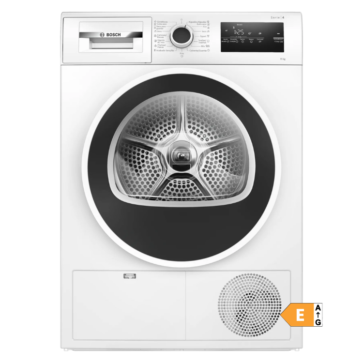 White Bosch Serie 4 heat pump dryer, 8kg, Class A, energy efficiency E.