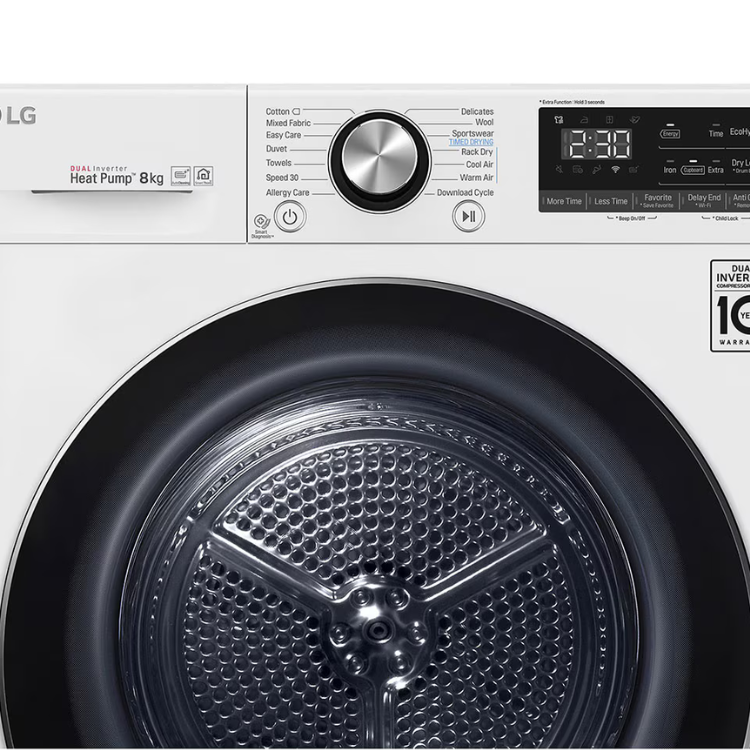 Máquina de Secar Roupa LG RC80V9AV2W 8Kg Classe C Branco