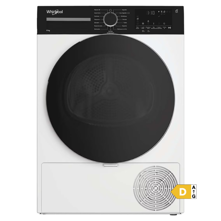 Máquina de Secar Roupa Whirlpool CWSD83MWBSES 8Kg Classe D