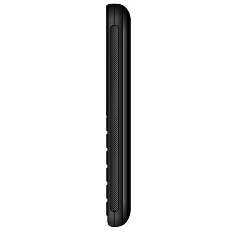 Telemóvel Maxcom MM718 preto, lado direito com textura e botões laterais.