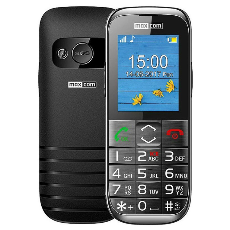 Telemóvel Maxcom Senior MM720 SE Preto, com ecrã e teclado.