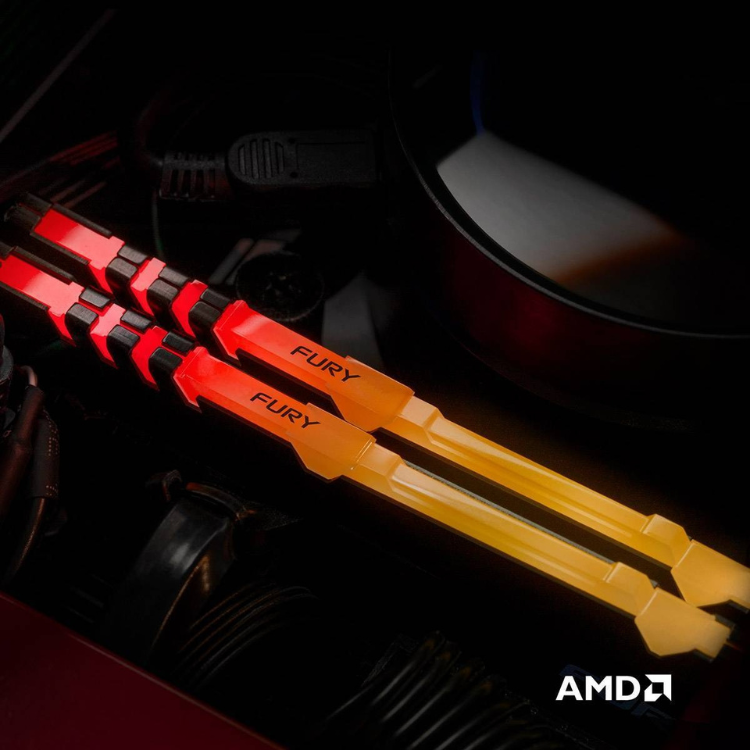 Memória RAM Kingston32GB (2x16GB) Fury Beast RGB DDR4 3200MHz CL16 Preto