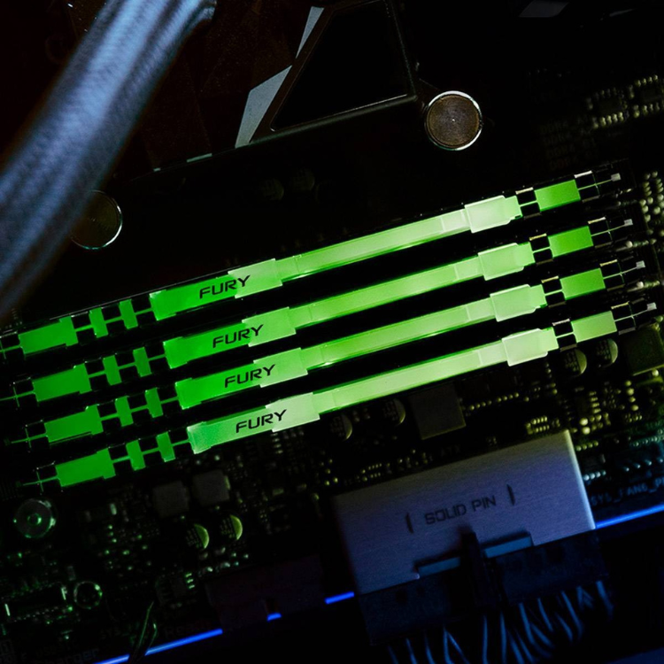 Memória RAM Kingston32GB (2x16GB) Fury Beast RGB DDR4 3200MHz CL16 Preto