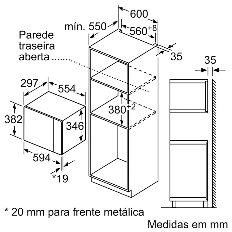 Microondas de Encastre Bosch Serie 4 BEL523MS0 20L 800W Preto