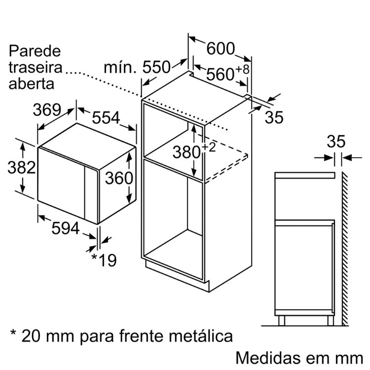 Microondas de Encastre Siemens IQ500 BE555LMB1 25L 900W