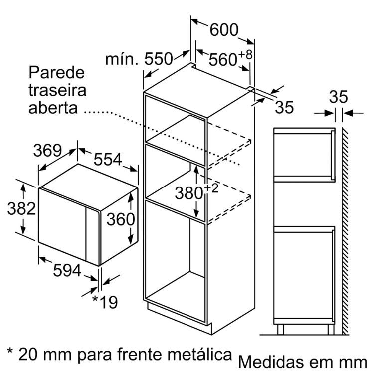 Microondas de Encastre Siemens IQ500 BE555LMB1 25L 900W