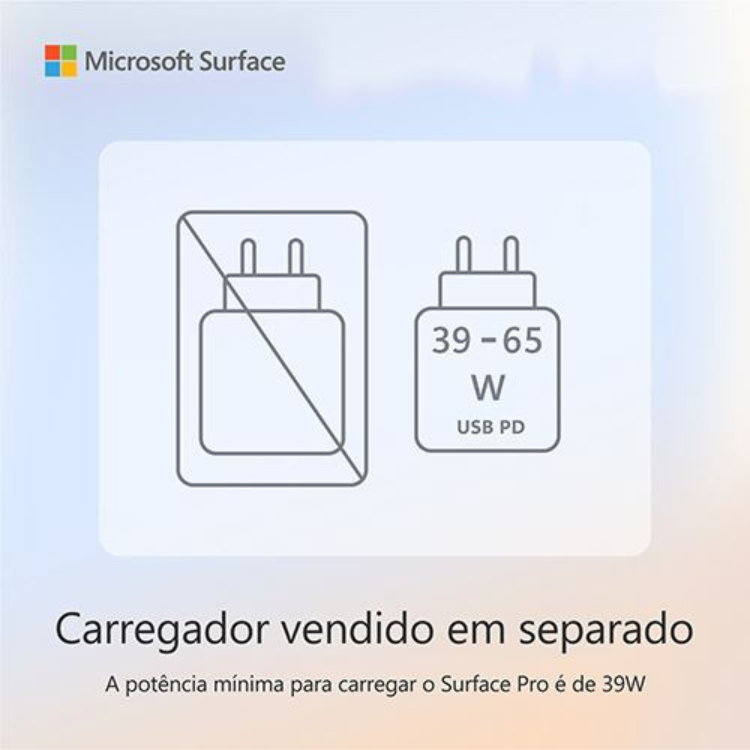 Microsoft Surface charger icon, 39-65W USB PD, not included.