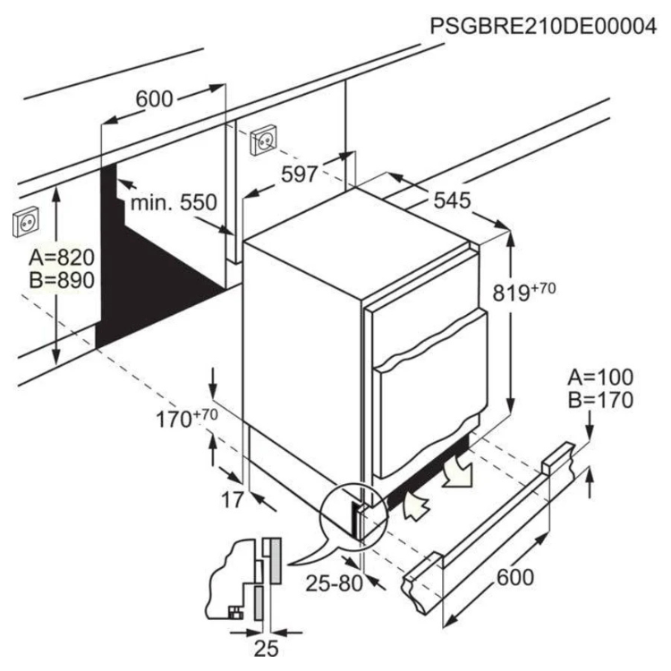 Mini Frigorífico de Encastre AEG OSF6I82EF 94L Branco