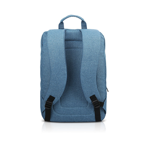 Mochila Lenovo Casual B210 azul com alças e puxador na parte superior.