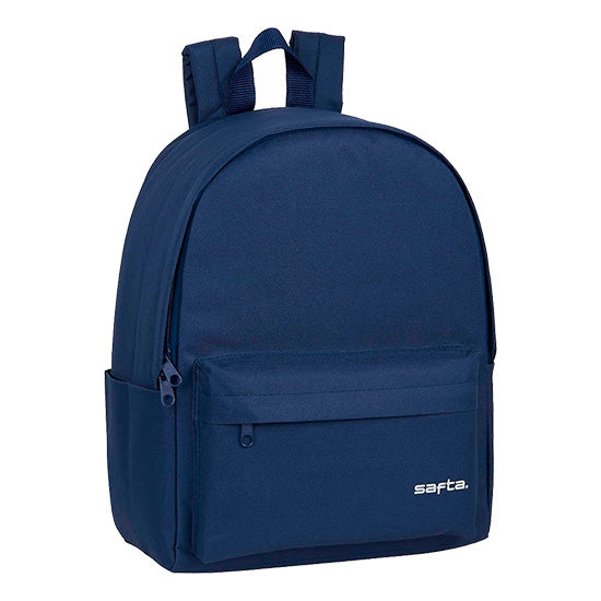 Mochila Safta azul 14.1 polegadas com alças e bolsos laterais.