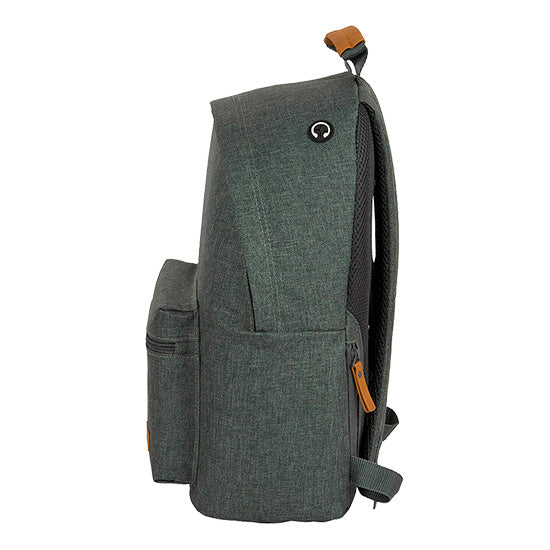 Mochila Safta cinzento carvão 14.1 polegadas com alça e pormenor laranja.