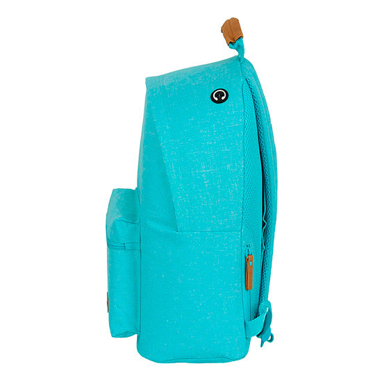 Mochila Safta Lago 14.1" azul com detalhes castanhos.