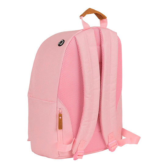 Mochila rosa Safta 14.1 polegadas com alças e bolsos laterais.