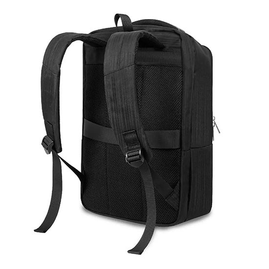 Mochila Subblim Business V2 preta com alças e compartimentos visíveis.