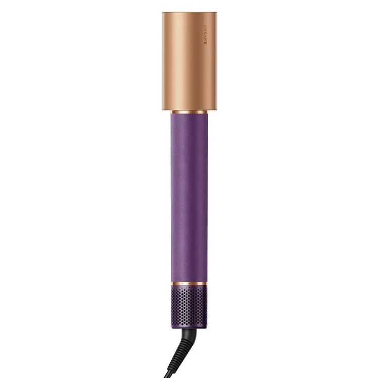 Dreame purple hair styler with gold accents and black cord.