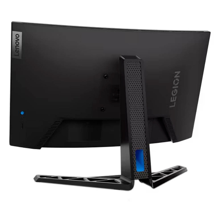 Monitor curvo preto Lenovo Legion, 27 polegadas, com suporte.