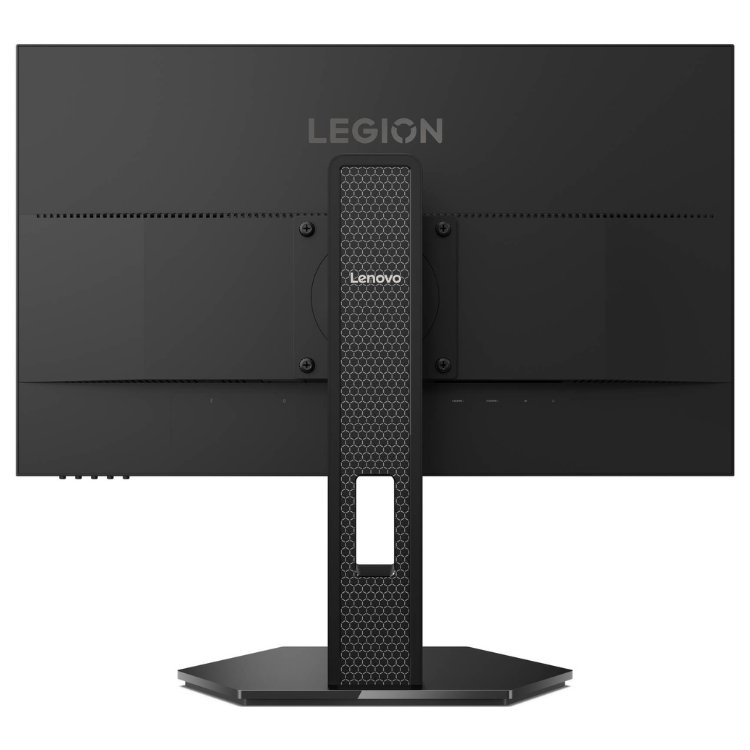 Monitor gaming Lenovo Legion 27-10, preto, com suporte e logotipo Lenovo.