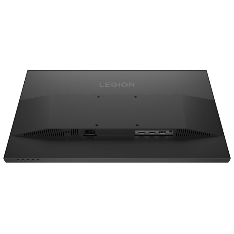 Monitor gaming Lenovo Legion 27-10 preto, vista traseira com várias portas e logotipo Legion.