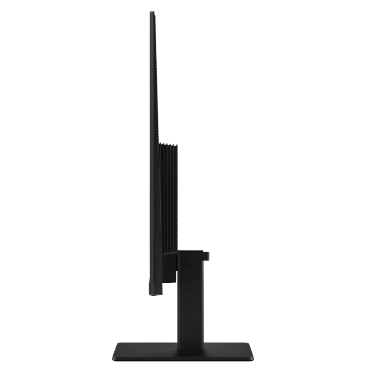 Monitor Samsung preto com 27 polegadas, IPS, FHD, 100Hz, suporte e base pretos.