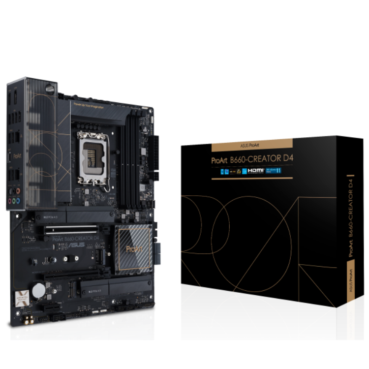 ASUS ProArt B660 Creator motherboard, black, LGA 1700, DDR4, with box.