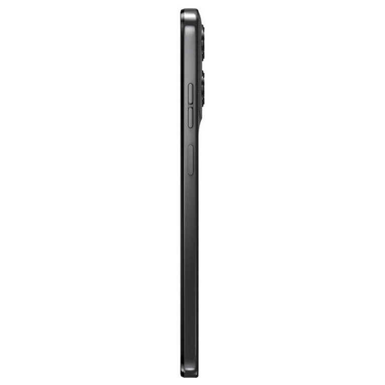 Smartphone Motorola G15 cinzento, lado direito com botões de volume e電源.
