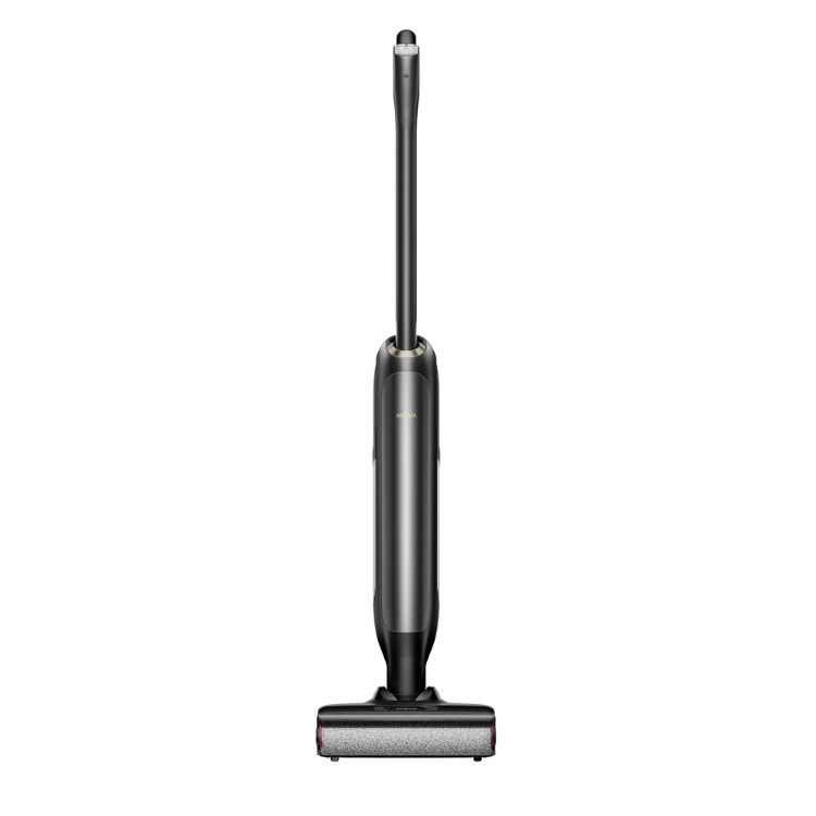 Black MOVA M10 wet and dry vacuum cleaner with long handle and rectangular base.