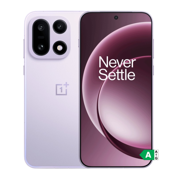 OnePlus 15, violeta, 5G, câmaras triplas, ecrã com Never Settle.