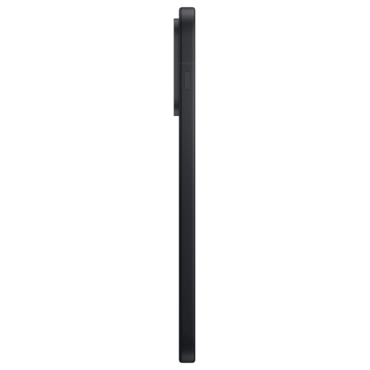 OnePlus 15 5G preto, lado direito com botão de volume e bandeja de cartão SIM
