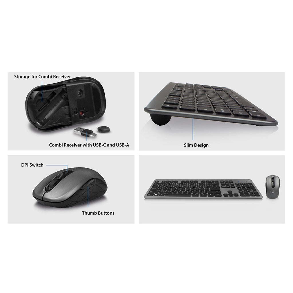 Teclado + Rato Ewent Silent Wireless