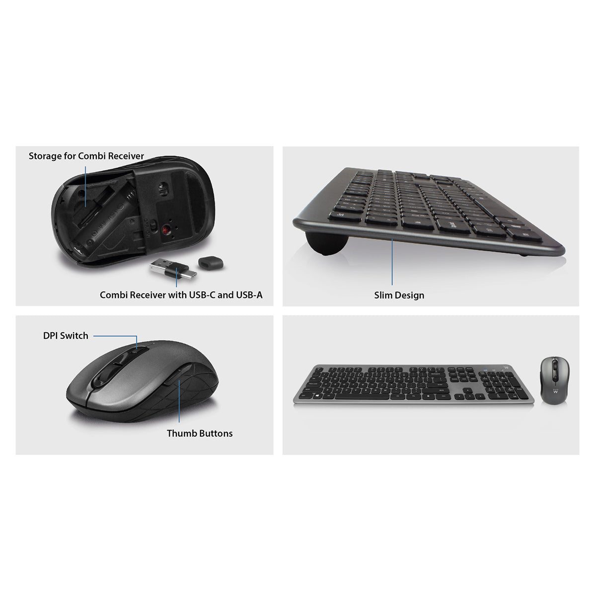 Teclado + Rato Ewent Silent Wireless