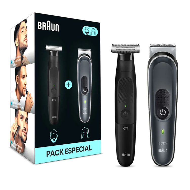 Máquina de Barbear Braun XT3100 + Aparador de Corpo Braun Bodygroomer Series 5 BG5360