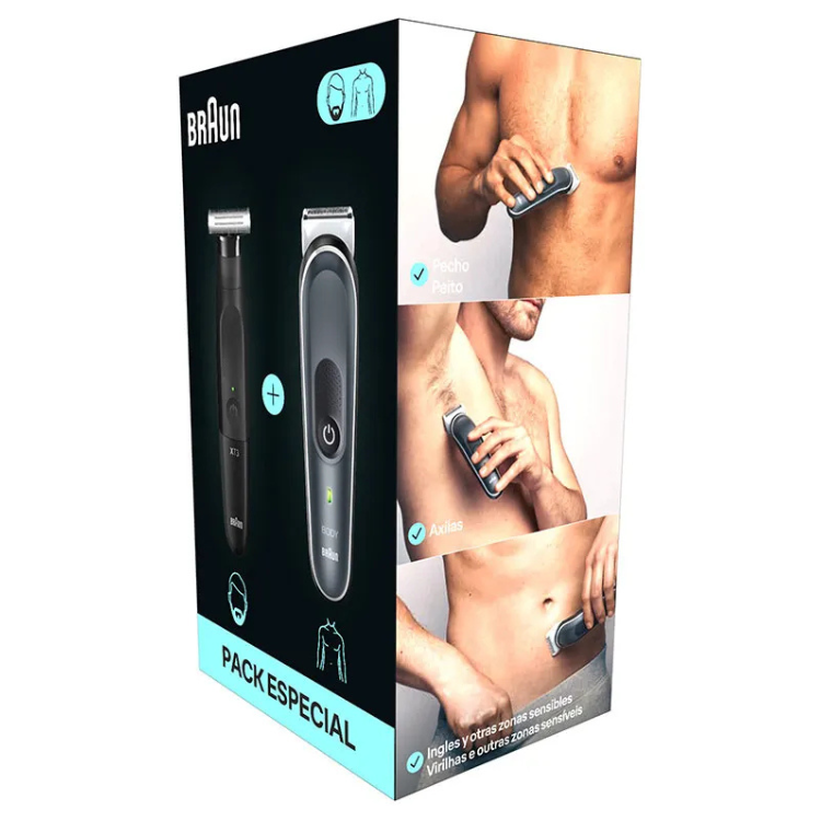 Máquina de Barbear Braun XT3100 + Aparador de Corpo Braun Bodygroomer Series 5 BG5360
