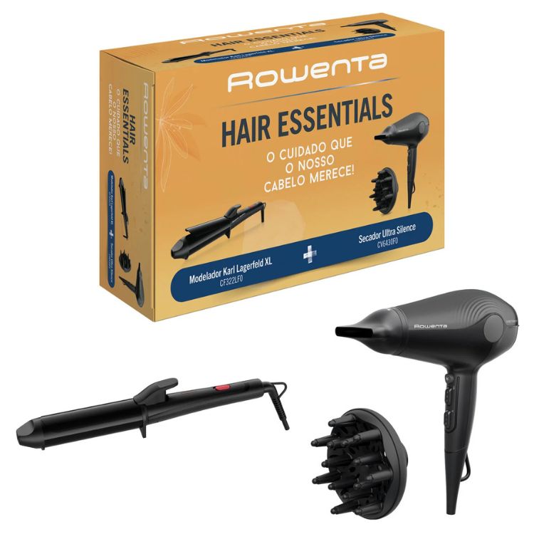 Pack Secador e Modelador Rowenta CV6430F0 + CF322LF0 Iónico Keratin & Glow Preto