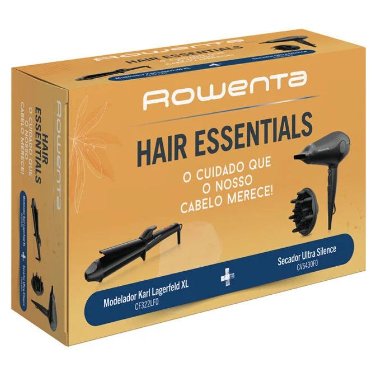 Pack Secador e Modelador Rowenta CV6430F0 + CF322LF0 Iónico Keratin & Glow Preto