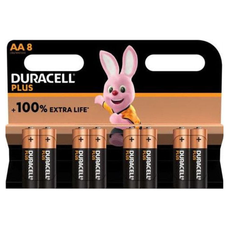 Pilhas Duracell Plus 8xAA LR6 1,5V