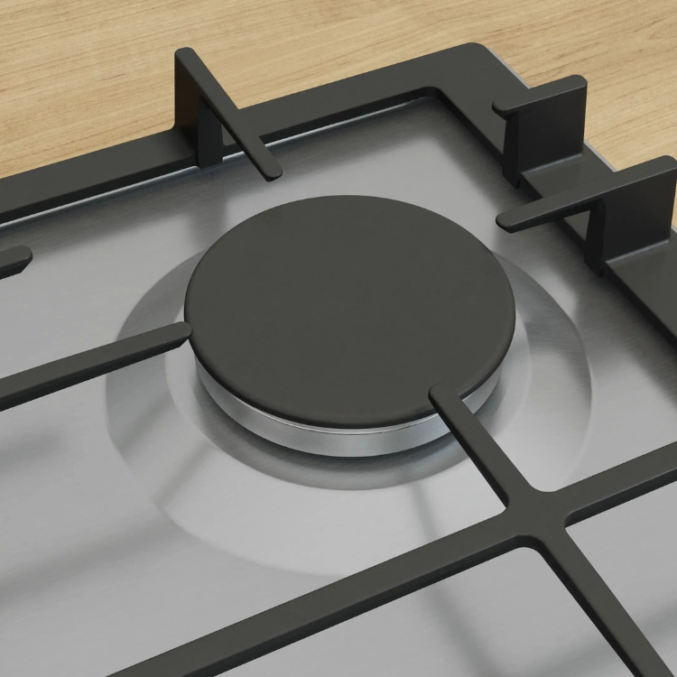 Placa de gás Bosch Serie 6, 4 zonas, preto, 60cm, controle preciso.