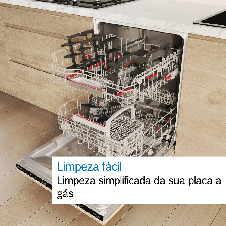 Placa a gás Bosch Serie 6, 4 zonas, 60cm, controlo preciso.