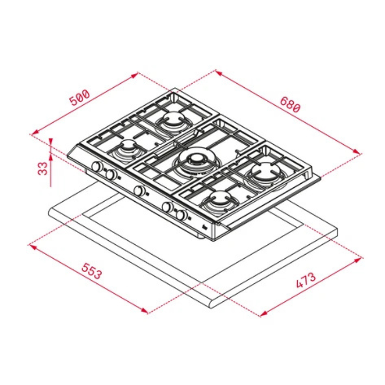 Placa de Gás Teka EX70.15GAIALDRCI 5 Zonas 68cm