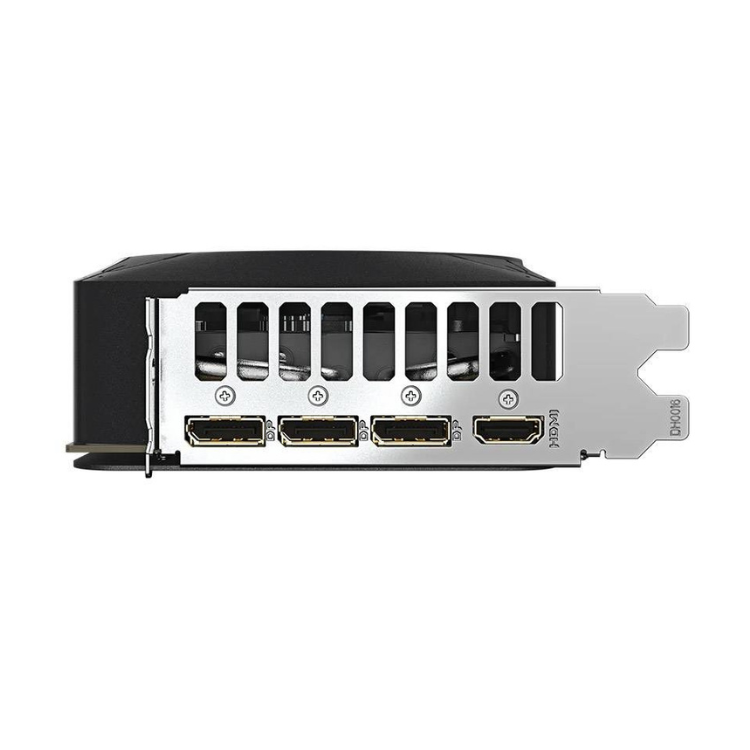 Gigabyte NVIDIA GeForce RTX 5060 TI Windforce Max OC 16GB GDDR7 graphics card, rear ports visible, black and silver.