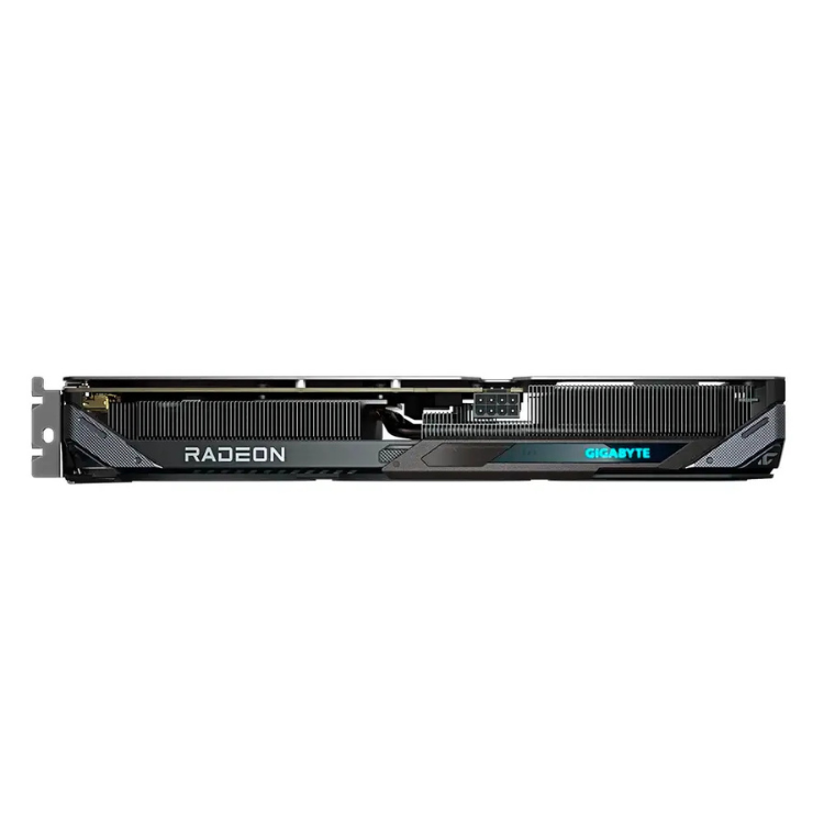 Gigabyte Radeon RX 9060 XT Gaming OC 16GB GDDR6 graphics card, black with white and blue text.
