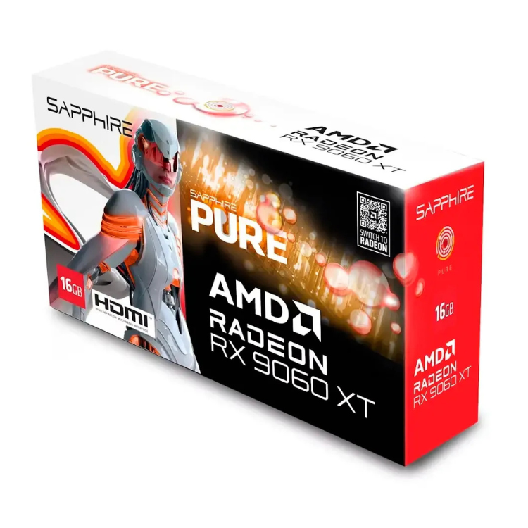 Placa Gráfica Sapphire AMD Radeon RX 9060 XT Gaming OC 16GB GDDR6 Branca