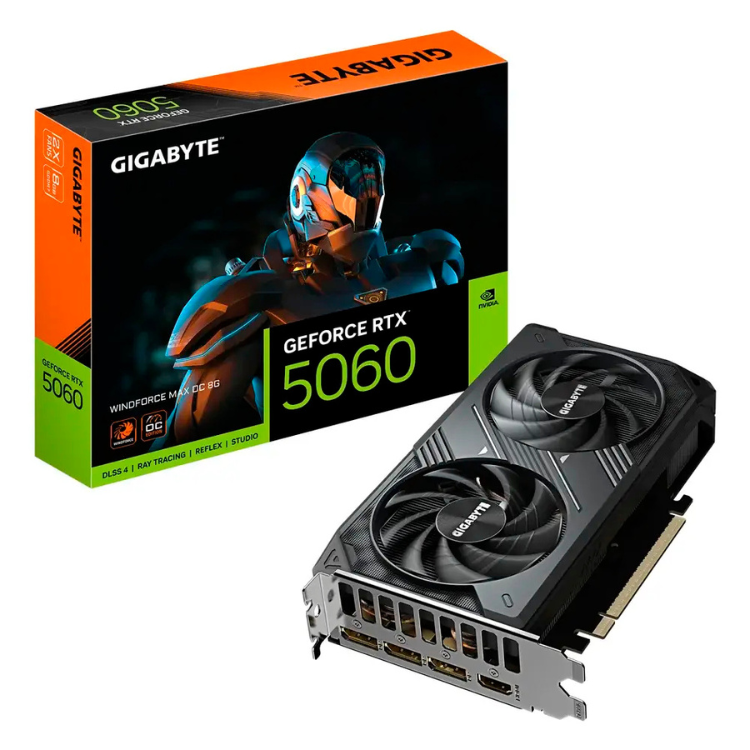 Placa Gráfica Gigabyte NVIDIA GeForce RTX 5060 "Blackwell" Windforce Max OC 8GB GDDR7 DLSS4