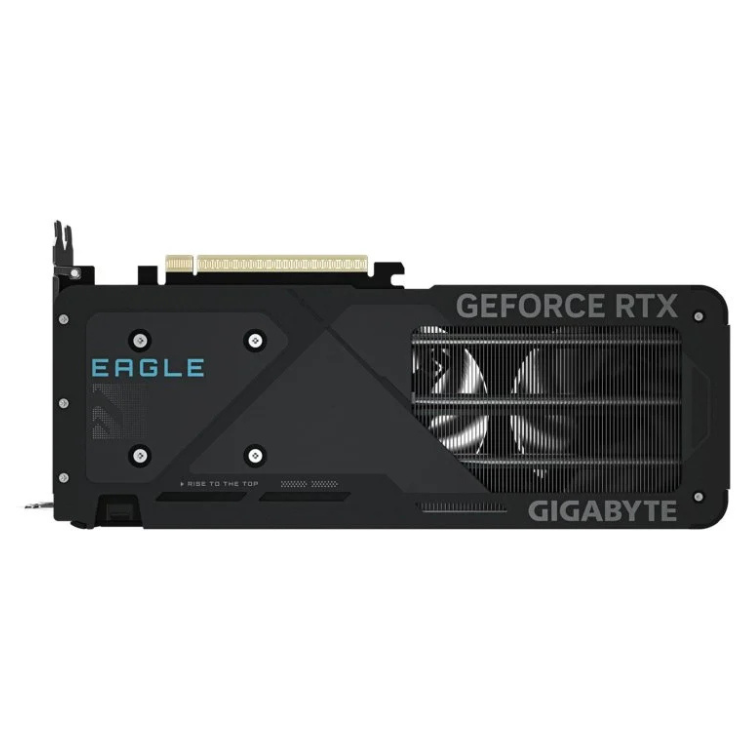 Black Gigabyte GeForce RTX graphics card with EAGLE and three fans.