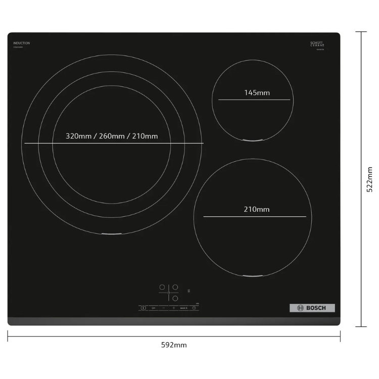 Placa de Indução Bosch Serie 4 PID631BB5E 7400W 3 Zonas 60cm