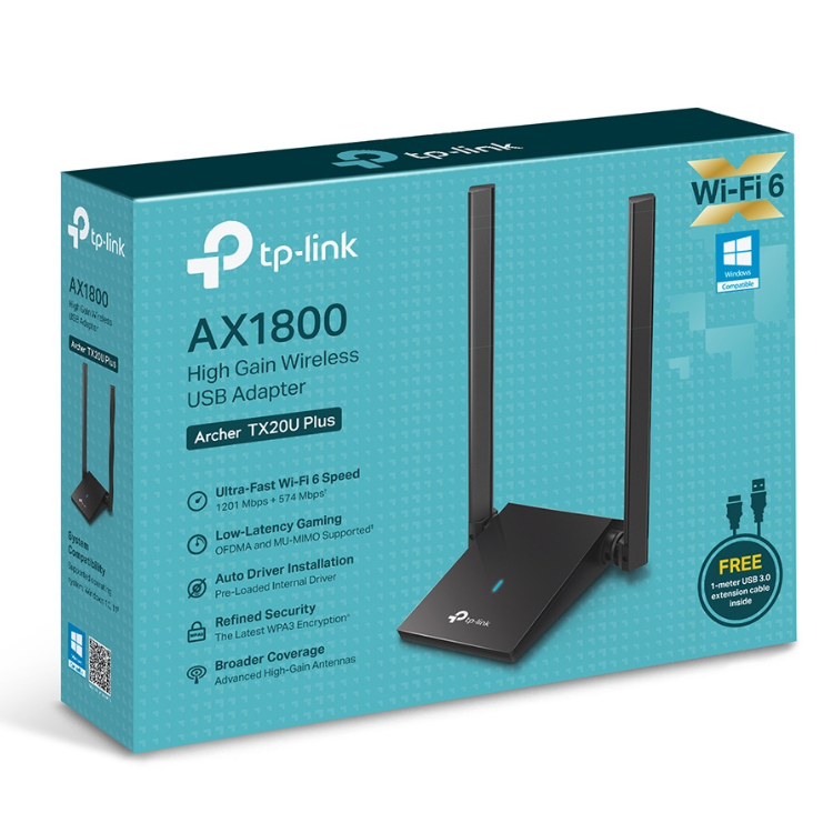 Placa de rede TP-Link Archer TX20U Dual-Band 1201 Mbps Wifi Preto